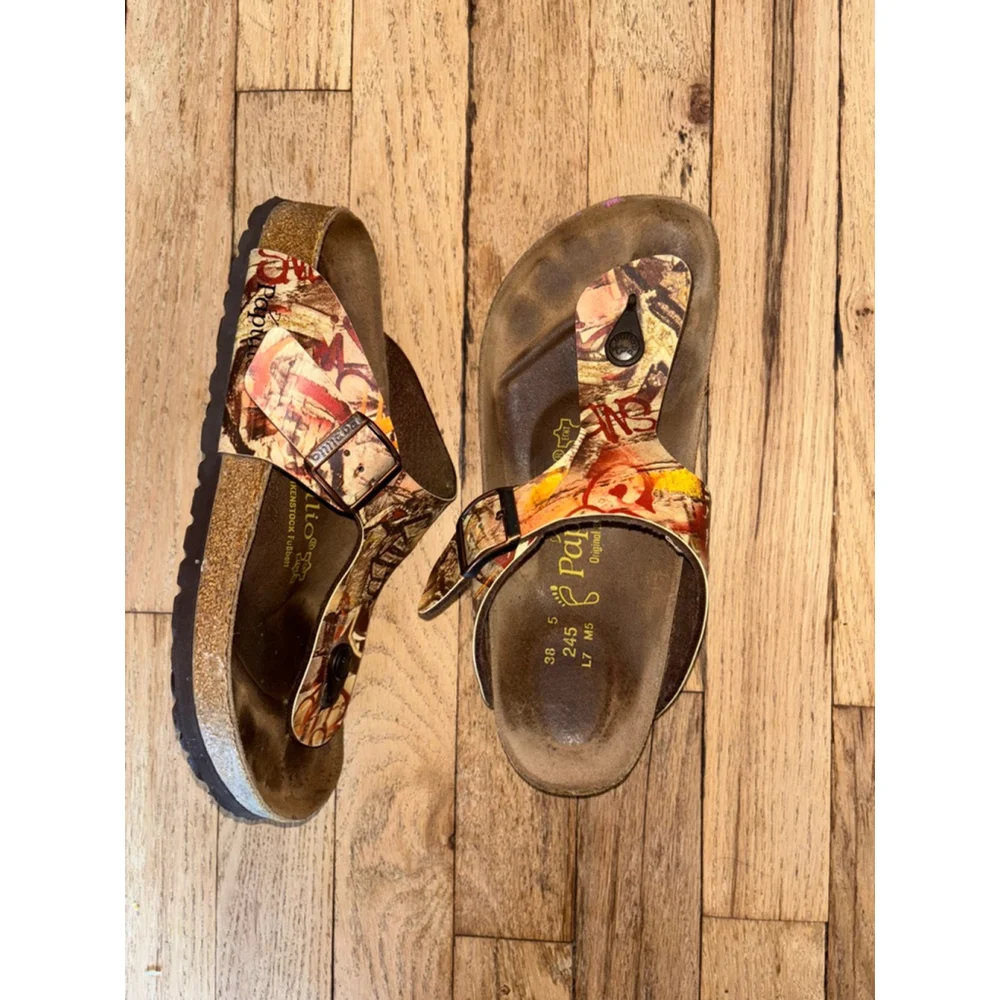 Birkenstock Gizeh Leather Thong Slip On Sandal Geometric size EU 38 US 7.5 - Picture 6 of 7